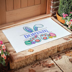 Deconline Crafts Egyedi neves húsvéti szőnyeg, kádkilépő 60X40 cm "Nyuszi fiú" tört fehér (DO133002--RUG-60x40)