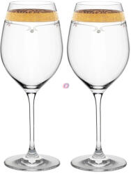 D&D Üveg pohár arany szegéllyel, swarovski dísszel bor 470ml átlátszó 2-db-os szett (8588006988772)