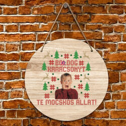 Deconline Crafts XL Karácsonyi fa tábla "Reszkessetek betörők csúnya pulcsi mintás" ajtódísz többféle méretben (DO129216-WOOD30)