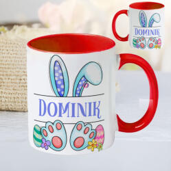 Deconline Crafts Húsvéti bögre "Nyuszi fiú" egyedi névvel, piros, kerámia (DO133002-RED-MUG)