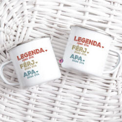 Deconline Crafts Fém Apák napi bögre "Legenda Apa" Személyre szabható, fehér, fő 360 ml (DO133018-ALU-MUG)