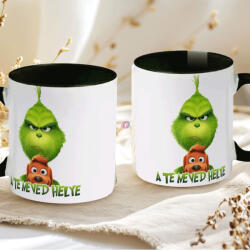 Deconline Crafts Egyedi feliratos karácsonyi bögre "Grincs és Max" pufi hatású fekete bögre (DO129198-BLACK-MUG)