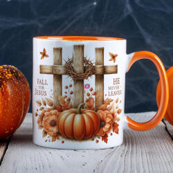 Deconline Crafts Őszi mintás bögre ""Fall for Jesus" Narancssárga (DO126178-3-ORANGE-MUG)