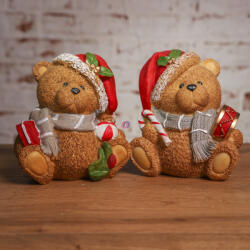 Koopman Prémium cuki karácsonyi maci figura sapkában 14, 5 cm (ALX618650)