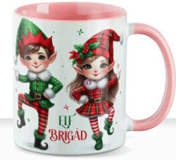 Deconline Crafts Karácsonyi bögre "Elf Brigád" 330 ml kerámia Rózsaszín Full HD (DO129193-PINK-MUG)