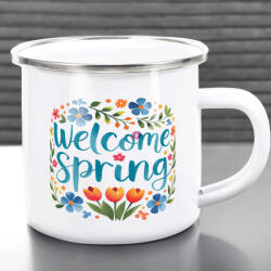 Deconline Crafts Húsvéti zománcozott bögre "Welcome Spring" fém (DO133004-ALU-MUG)