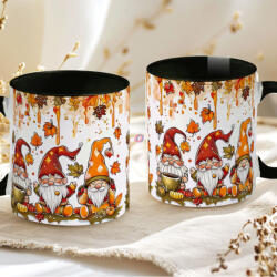 Deconline Crafts Őszi mintás bögre 3D pufi hatású "Őszi törpék" fekete (DO126127-BLACK-MUG)