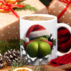 Deconline Crafts Grincses karácsonyi bögre 3D pufi hatású "Grinch popó (DO129159-Ceramic-Mug)