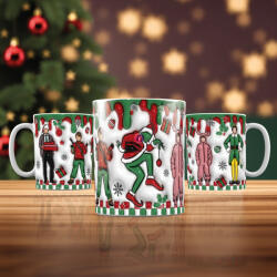 Deconline Crafts 3D mintás karácsonyi bögre 3D pufi hatású "Movie Stars (DO129107)