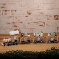 Koopman Prémium karácsonyi vonat szett fa 31 cm natúr színek 100% fenntartható 2 féle (GR9002260)