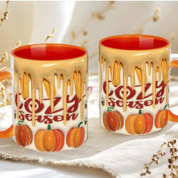 Deconline Crafts Őszi mintás bögre 3D pufi hatású "Cozy Season" Narancs (DO126105-ORANGE-MUG)