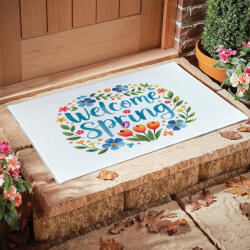 Deconline Crafts Húsvéti szőnyeg, kádkilépő 60X40 cm "Welcome Spring" tört fehér (DO133004--RUG-60x40)