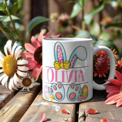 Deconline Crafts Húsvéti bögre "Nyuszilány" egyedi névvel, fehér, kerámia (DO133001-CERAMIC-MUG)