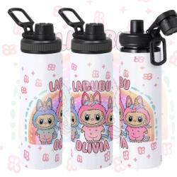 Deconline Crafts Személyre szabható "LABUBU Friends" fém kulacs egyedi névvel 850 ml (DO69367-850)