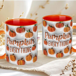 Deconline Crafts Őszi mintás bögre 3D pufi hatású "Pumpkin Everything" Narancs (DO126102-ORANGE-MUG)
