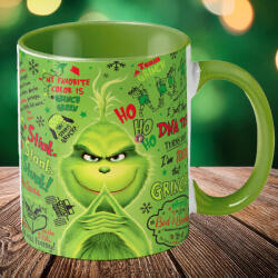 Deconline Crafts Grincses karácsonyi bögre "Green Grinch" pufi hatású zöld bögre (DO129208-GREEN-MUG)