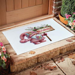 Deconline Crafts Egyedi neves karácsonyi Szőnyeg, Lábtörlő 60X40 cm "Rózsaszín karácsonyi manó (DO129204-RUG-60x40)