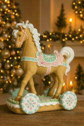 Decoration & Design Mézeskalács játék ló glitteres poly 34, 5x16x38 cm pasztell (DD70294)