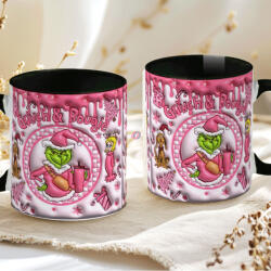 Deconline Crafts Grincses karácsonyi bögre "G&B" pufi hatású fekete bögre (DO129185-BLACK-MUG)