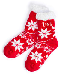 Deconline Crafts Egyedi neves bundás karácsonyi zokni piros (5918-CUSTOM)