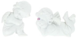 Decoration & Design Angyal ülő, fekvő öntapadós poly 3, 5x1, 5x3, 5 cm fehér 2 db-os szett (DD68176)