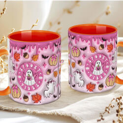 Deconline Crafts Őszi mintás bögre 3D pufi hatású "Spooky vibes" Narancs (DO126121-ORANGE-MUG)
