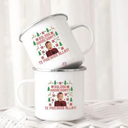 Deconline Crafts Karácsonyi bögre "Reszkessetek betörők csúnya pulcsi mintás" 360 ml zománcozott fém Full HD (DO129216-ALU-MUG)