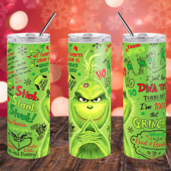 Deconline Crafts Grincs mintás termosz pohár 600ml "Green Grinch" HD tumbler (DO129208-600ML)