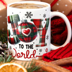 Deconline Crafts Karácsonyi bögre "Joy to the world" 330 ml kerámia Full HD (DO129191-CERAMIC-MUG)