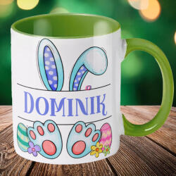 Deconline Crafts Húsvéti bögre "Nyuszi fiú" egyedi névvel, zöld, kerámia (DO133002-GREEN-MUG)
