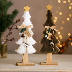 Koopman Karácsonyi fenyőfa műszőrme díszítéssel - 37 cm, 2 színben (GR9122190)