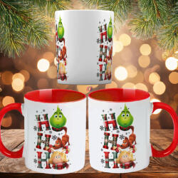 Deconline Crafts Grincses karácsonyi bögre "Ho Ho Ho" pufi hatású piros bögre (DO129221-RED-MUG)