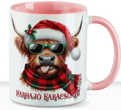 Deconline Crafts Karácsonyi bögre "Marhajó karácsonyt" 330 ml kerámia Rózsaszín Full HD (do129222-PINK-MUG)