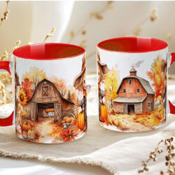 Deconline Crafts Őszi mintás bögre HD "Farmhouse" red (DO126115-RED-MUG)