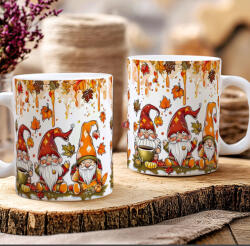 Deconline Crafts Őszi mintás bögre 3D pufi hatású "Őszi törpék" kerámia (DO126127-MUG)