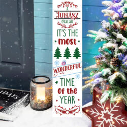 Deconline Crafts Egyedi Karácsonyi Ajtódísz tábla 60 cm "It's the most wonderful. . . " bejárati ajtó mellé, akasztható (DO120052)