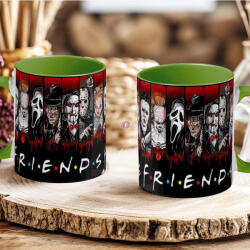 Deconline Crafts Halloween mintás bögre "Friends" Horror karakterekkel zöld (DO126132-GREEN-MUG)