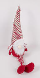 QX-Impex Karácsonyi manó lógólábú piros, fehér sapkában - 62 cm (074077)