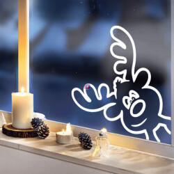 Deconline Crafts Karácsonyi ablakmatrica Szarvas 30cm Fehér (DO120058-WH-30)