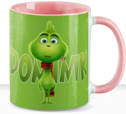 Deconline Crafts Egyedi feliratos karácsonyi bögre "Mini Grinch" rózsaszín bögre (DO129209-PINK-MUG)