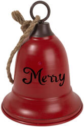 QX-Impex Harang akasztós fém 15cm merry christmas piros, fém (060924)