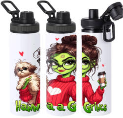 Deconline Crafts XL Egyedi feliratos Kulacs 850 ml "Grincs lány kutyával" HD (do129214-850ML)