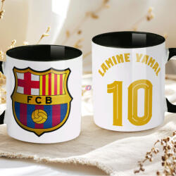 Deconline Crafts Prémium Barcelona Bögre személyre szabható, egyedi névvel 330ml Fekete bögre (DO69354-BLACK-MUG)