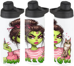 Deconline Crafts Egyedi feliratos Kulacs 750 ml "Grincs lány cicával" HD (DO129213-750ML)