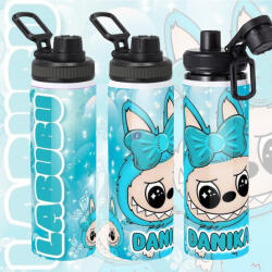 Deconline Crafts Személyre szabható "LABUBU BLUE" fém kulacs egyedi névvel 850 ml (DO69363-BLUE-850)