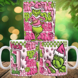 Deconline Crafts Grincses karácsonyi bögre 3D pufi hatású "Grinch Mama (DO129145)