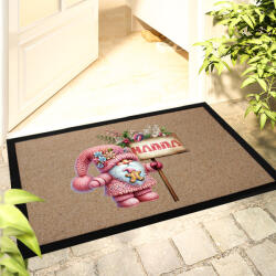 Deconline Crafts Egyedi neves karácsonyi Lábtörlő 60x40 cm "Rózsaszín karácsonyi manó" színes HD (DO129204-Doormat-60x40)