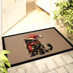 Deconline Crafts Karácsonyi mintás Lábtörlő 60x40 cm "Boldog macskarácsonyt" színes HD (DO129199-DOORMAT-60x40)