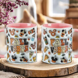 Deconline Crafts Őszi mintás bögre 3d Pufi hatású "Fall Vibes" rózsaszín (DO126118-PINK-MUG)