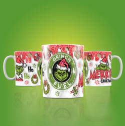 Deconline Crafts Grincs mintás karácsonyi bögre 3D pufi hatású "Glitter Grincs (DO129128)